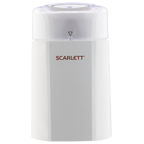 кофемолка scarlett sc-cg44506, 160 вт, объем 60 г, пластик, ножи из нержавеющей стали, белая с рисун