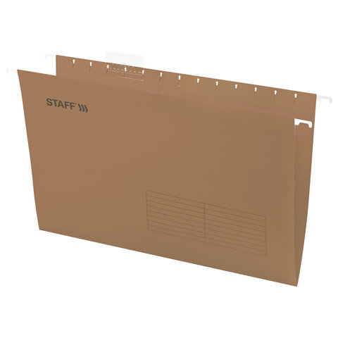 подвесные папки a4/foolscap (404х240 мм) до 80 л., комплект 10 шт., крафт-картон, staff, 270937
