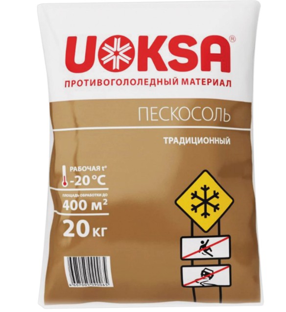 реагент противогололёдный, песко-соляная смесь, 20 кг uoksa "пескосоль", мешок