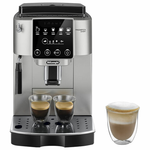 кофемашина delonghi magnifica start ecam220.30.sb, 1450 вт, объем 1,8 л, ручной капучинатор, серебри