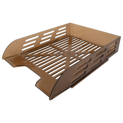 лоток горизонтальный для бумаг brauberg eco, 330х245х65 мм, сетчатый, дымчатый, 239012