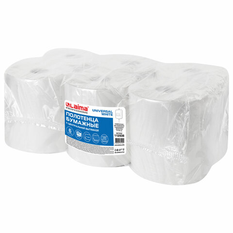 полотенца бумажные с центральной вытяжкой 300 м, laima (система m2) universal white, 1-слойные, белы