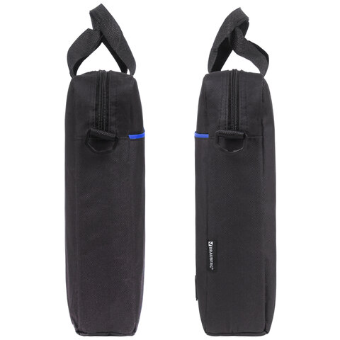 сумка портфель brauberg practical с отделением для ноутбука 15,6", blue line, черная, 29х40х7 см, 27