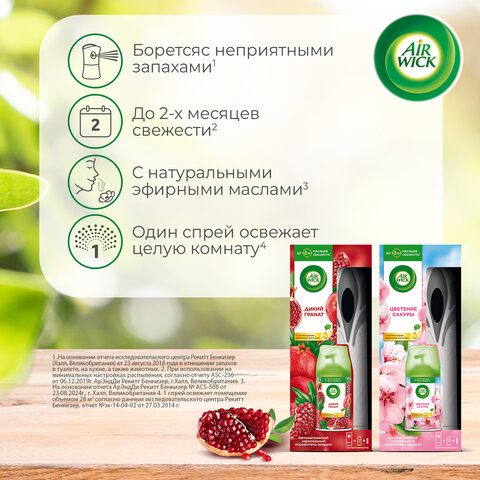 освежитель воздуха автоматический 250 мл airwick, диспенсер + сменный баллон, "нежный шелк и лилия",