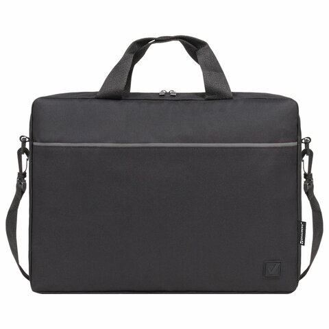 сумка портфель brauberg practical с отделением для ноутбука 15,6", grey line, черная, 29х40х7 см, 27
