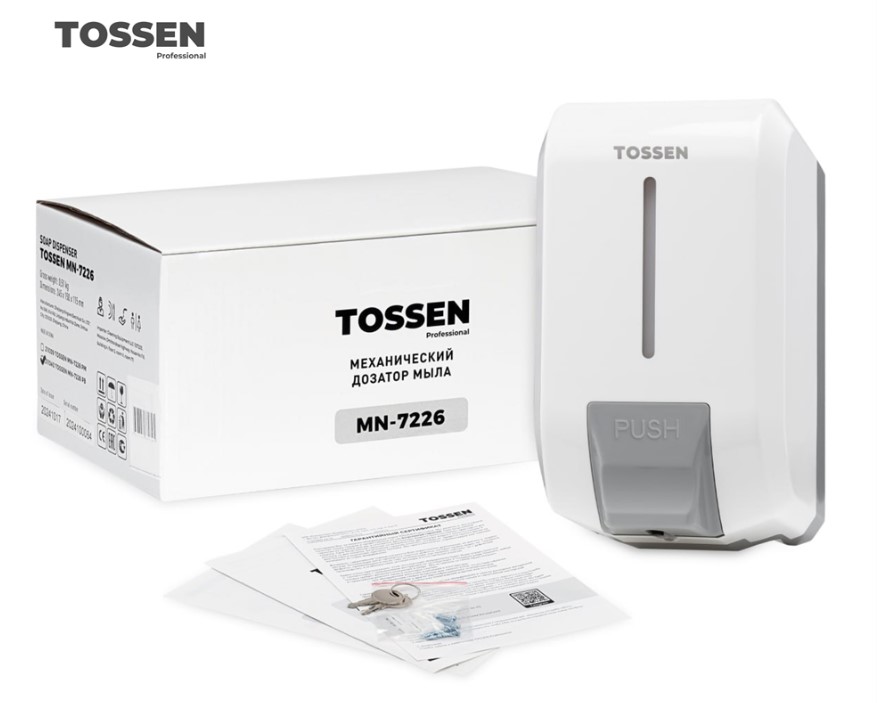 диспенсер механический для жидкого мыла tossen mn-7226 pw
