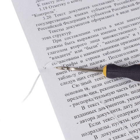 набор для прошивки документов (шило с ушком, нить 60 м), в блистере, staff, 605383