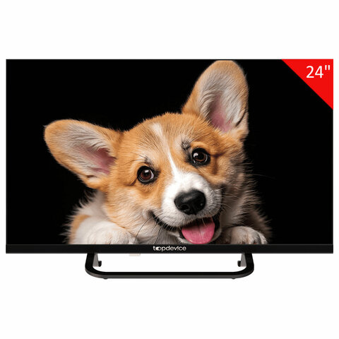телевизор topdevice tdtv24cs03h_bk, 24'' (60 см), 1366x768, hd, 16:9, yaos, wi-fi, bluetooth, черный