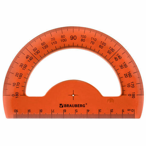 транспортир 10 см brauberg "fruity", 180 градусов, пластик, тонированный, ассорти, 210768