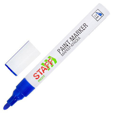 маркер-краска лаковый (paint marker) 2-4 мм, синий, нитро-основа, staff profit, для любых поверхност