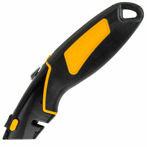 нож универсальный мощный цинковый brauberg metallic pro, автофиксатор, резиновые вставки, 238738