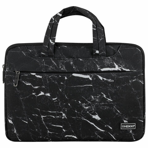 сумка портфель heikki style (хейки) с отделением для ноутбука 13-14", 3 кармана, черная, 26х36х3 см,