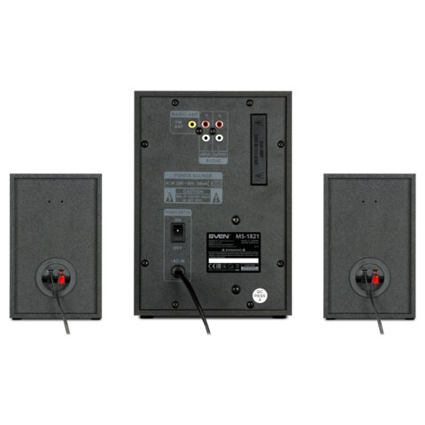 колонки компьютерные sven ms-1821, 2.1, 44 вт, bluetooth, fm, usb, sd, черные, sv-020, sv-020774