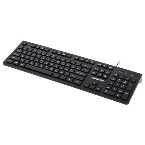 клавиатура проводная sonnen kb-8280, usb, 104 плоские клавиши, черная, 513510
