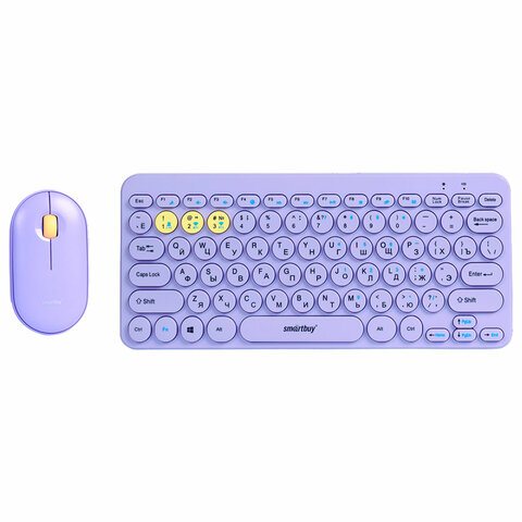 набор беспроводной smartbuy 510590, клавиатура, мышь 2 кнопки + 1 колесо, фиолетовая, sbc-510590ag-v