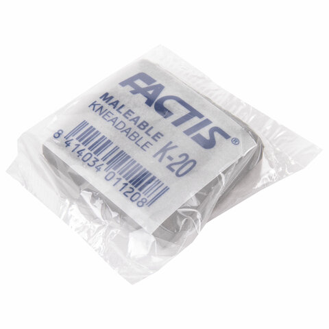 ластик-клячка художественный factis k 20 (испания), 37х29х10 мм, супермягкий, серый, ccfk20