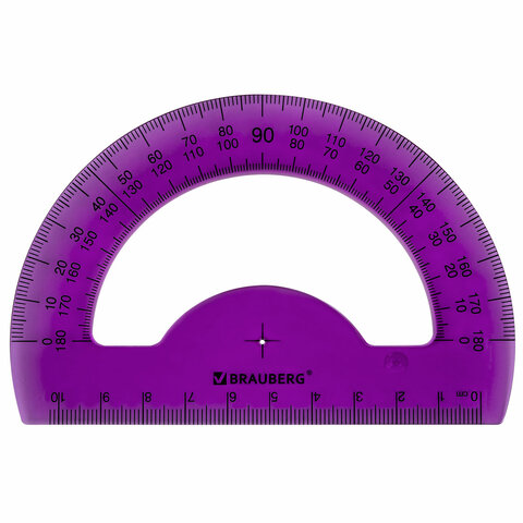 транспортир 10 см brauberg "fruity", 180 градусов, пластик, тонированный, ассорти, 210768