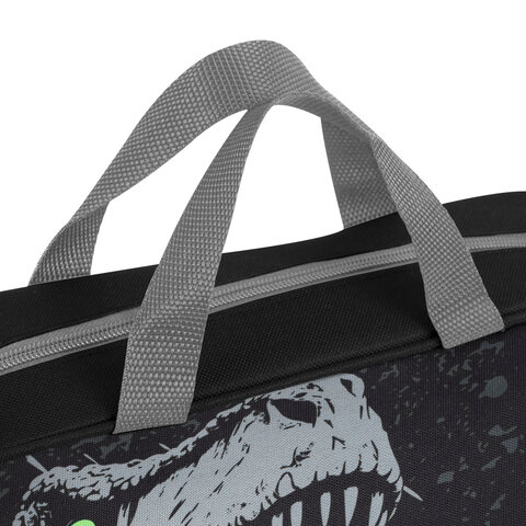 папка на молнии с ручками brauberg а4, 1 отделение, полиэстер, 80 мм, "scary dino", 273308