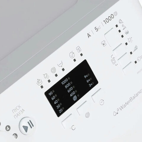 стиральная машина indesit bwua 51051 l b, 1000 об/мин, 5 кг, фронтальная загрузка, 17 программ, бела