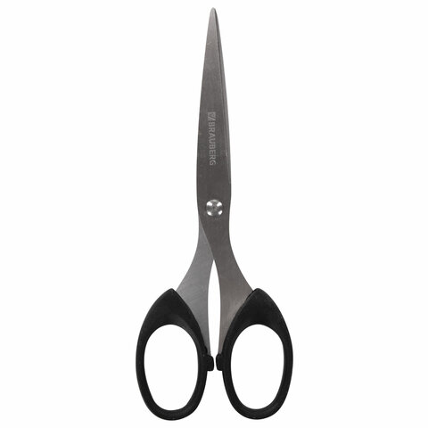 ножницы brauberg "classic", 160 мм, черные, классической формы, 2-х сторонняя заточка, 230933