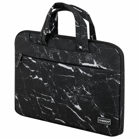 сумка портфель heikki style (хейки) с отделением для ноутбука 13-14", 3 кармана, черная, 26х36х3 см,