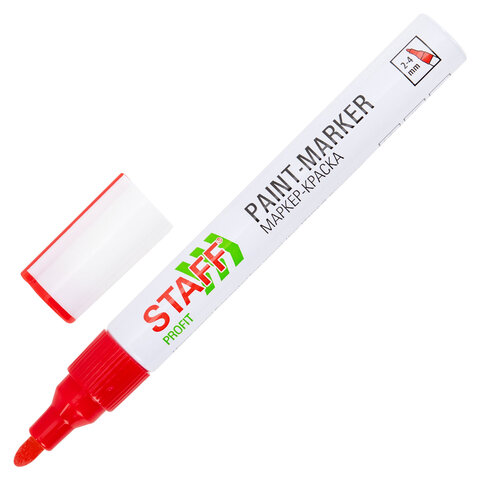 маркер-краска лаковый (paint marker) 2-4 мм, красный, нитро-основа, staff profit, для любых поверхно