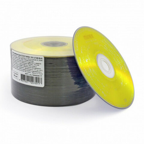 диск dvd-r mirex, 4,7 гб, 16x, bulk (термоусадка без шпиля), комплект 50 шт., ul130003a1t
