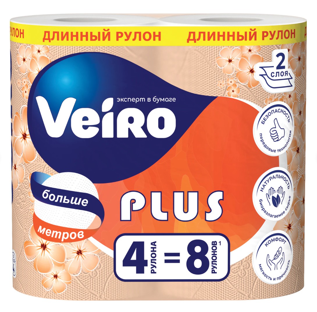 туалетная бумага 2сл. 4рул/30м veiro standart plus