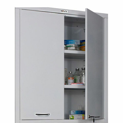 шкаф медицинский 2-створчатый hilfe "мд 2 1780/ss" 1850х800х400 мм, белый, s26199205009
