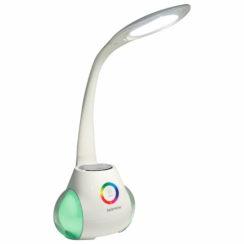 настольная лампа / светильник с органайзером и bluetooth колонкой, led, 6 вт, белый, daswerk (дасвер