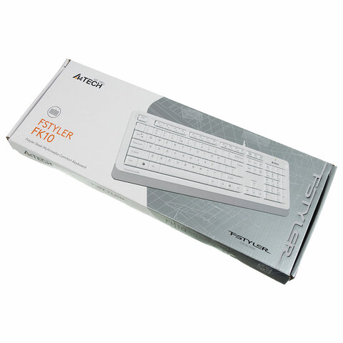 клавиатура проводная a4tech fstyler fk10, usb, 104 кнопки, белая, 1147536