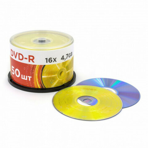 диск dvd-r mirex, 4,7 гб, 16x, cake box (упаковка на шпиле), комплект 50 шт., ul130003a1b