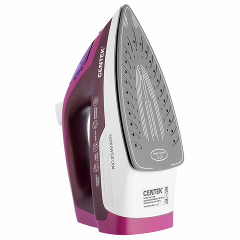 утюг centek ct-2348, 1800 вт, антипригарное покрытие, антикапля, антинакипь, фиолетовый, ct-2348 vio