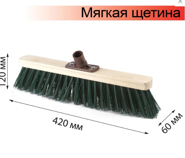 щетка для уборки техническая, ширина 40см, мягк щетина 7 см, дерево, еврорезьба, laima expert, 60537