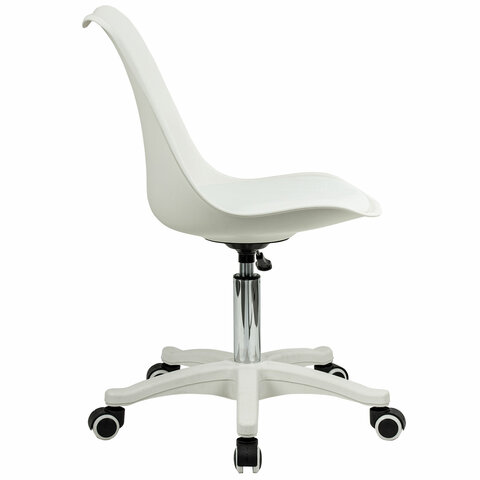 кресло стул brabix "eames mg-310 pl", пластик белый, экокожа белая, 532926