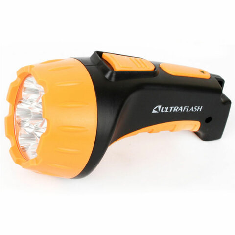 фонарь аккумуляторный ultraflash 7хled, 2 режима, выдвижная вилка, заряд от сети, led3807