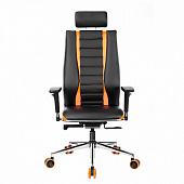 Кресло компьютерное МЕТТА "ErgoLife" 10 B2-160D, 2D-подголовник, экокожа/сетка, черное/оранжевое