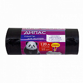 Мешки для мусора 120 л. черные, 10 шт/рул., 40 мкм, Дипас, Прочные 70*110 см