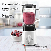 Блендер стационарный BQ (БИ-КЬЮ) SB1008, 1000 Вт, 2 скорости, чаша 1,5 л, пластик, черный/белый, 861