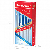 Ручка шариковая масляная ERICH KRAUSE "Ultra-10", СИНЯЯ, корпус прозрачный, узел 0,7 мм, линия письм