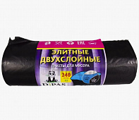 Мешки для мусора 240 л. 2 слоя 10шт (Дипас) . 50мкм 95см х 130см