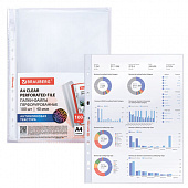 Папки-файлы перфорированные с антибликовой текстурой А4 BRAUBERG PIXEL, КОМПЛЕКТ 100 шт., 40 мкм, 27