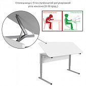 Стол-парта 2-местный, регулируемый угол, СУТ.55-01, 1200х500х520-640 мм, рост 2-4, серый каркас, ЛДС