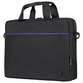 Сумка портфель BRAUBERG PRACTICAL с отделением для ноутбука 15,6", Blue line, черная, 29х40х7 см, 27