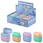 Точилка ERICH KRAUSE "Case Duo Pastel Bloom", 2 отверстия, с контейнером, пластиковая, ассорти, 5998