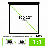 Экран Cactus Wallscreen CS-PSW-180X180-BK, 180x180 см, 1:1, настенно-потолочный, черный, PSW-180x180