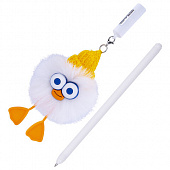 Ручка с пушистой подвеской шариковая FUNSTER (ФАНСТЕР) "FLUFFY DUCK", СИНЯЯ, ассорти, пишущий узел 0
