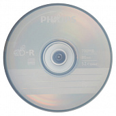 Диск CD-R PHILIPS, 700 Мб, 52x, Cake Box (упаковка на шпиле), КОМПЛЕКТ 50 шт., CR7D5SB50/97