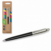 Ручка шариковая PARKER "Jotter Plastic CT", корпус черный, ежедневник А5 черный, белый срез, пакет, 