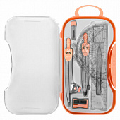 Готовальня BRAUBERG SCHOOL KIT, 11 предметов, циркуль 115 мм, циркуль 125 мм, персиковый цвет